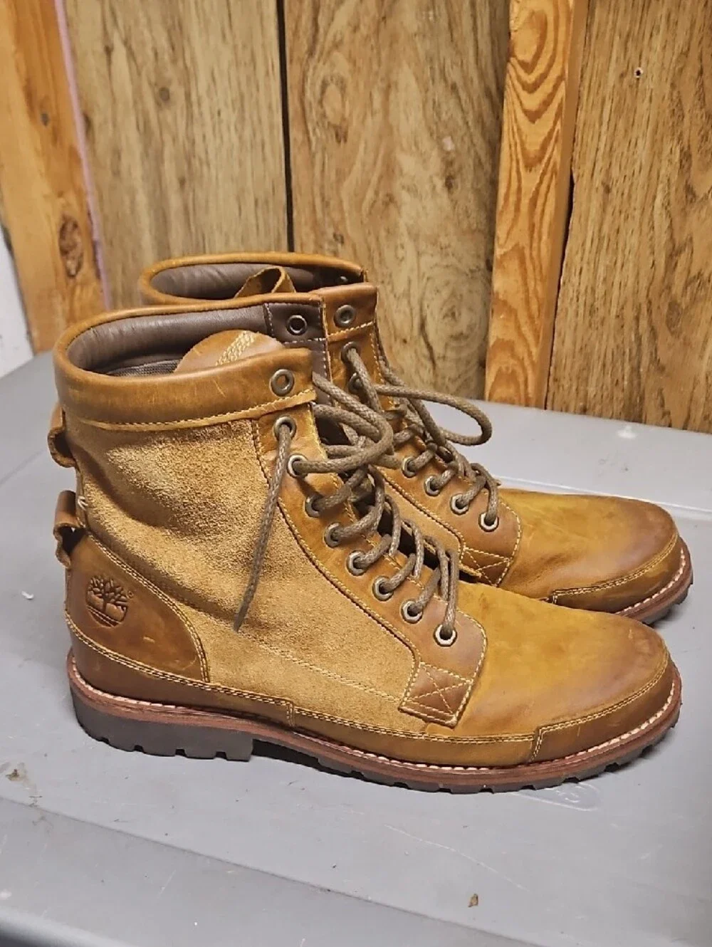 Timberland Tan Leather Lace-Up Work Boots